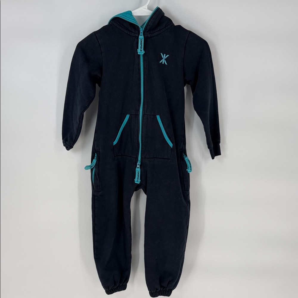 OnePiece Hooded Blue Jogger Suit with Teal Accents - Size 4/5